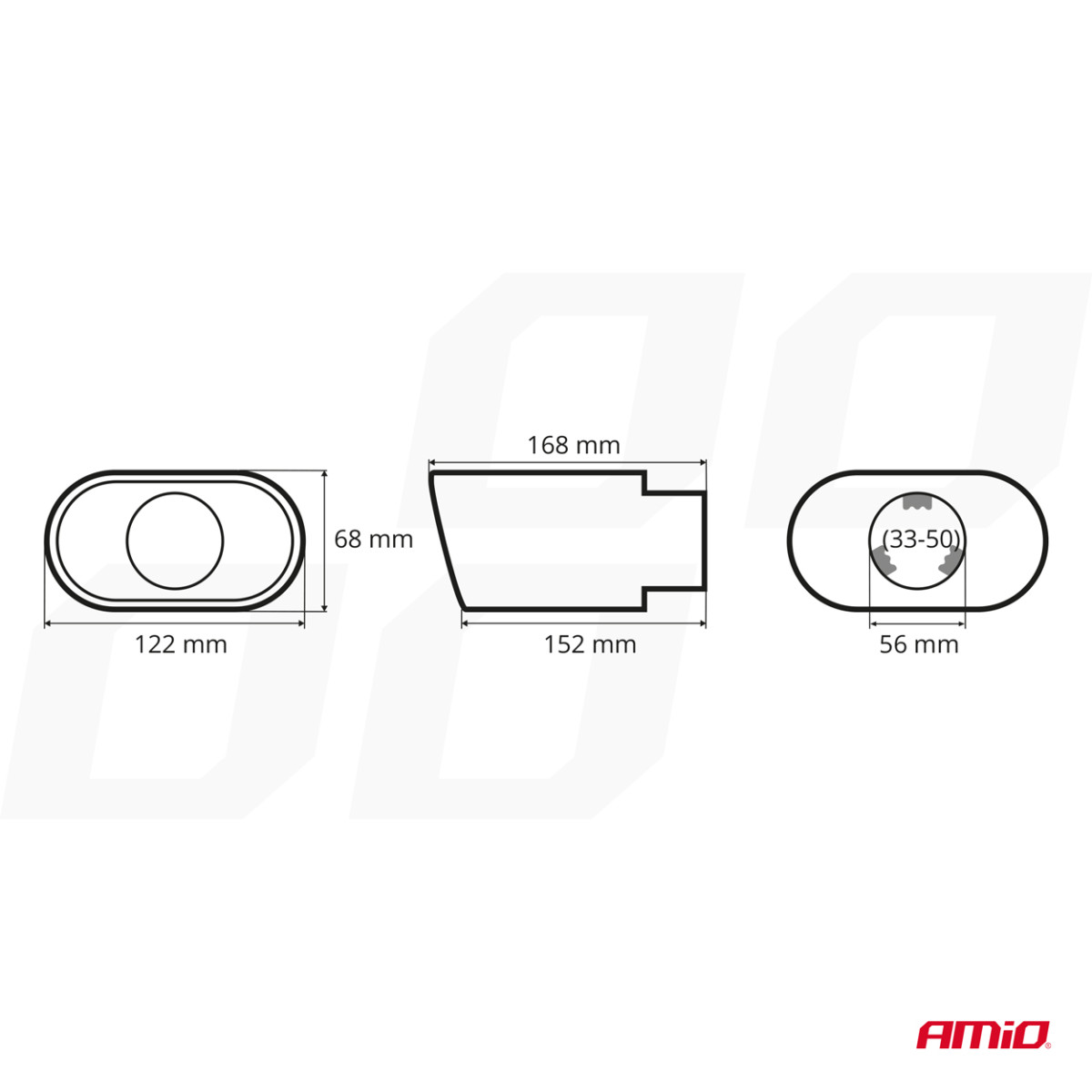 Summuti ots 33-50 mm, roostevaba teras, kroomitud, AMIO-02190