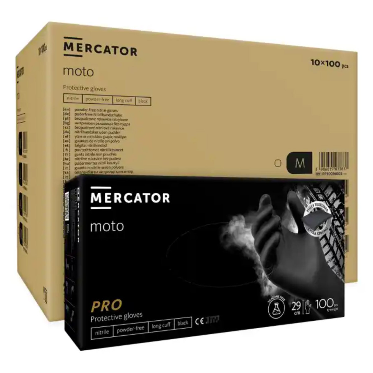 Nitriilkindad MERCATOR MOTO, mustad, M, 100 tk.