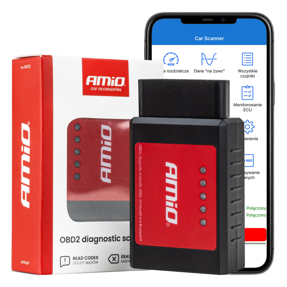 OBD2 BT XL diagnostikaskanner (Bluetoothiga) AMIO-04733