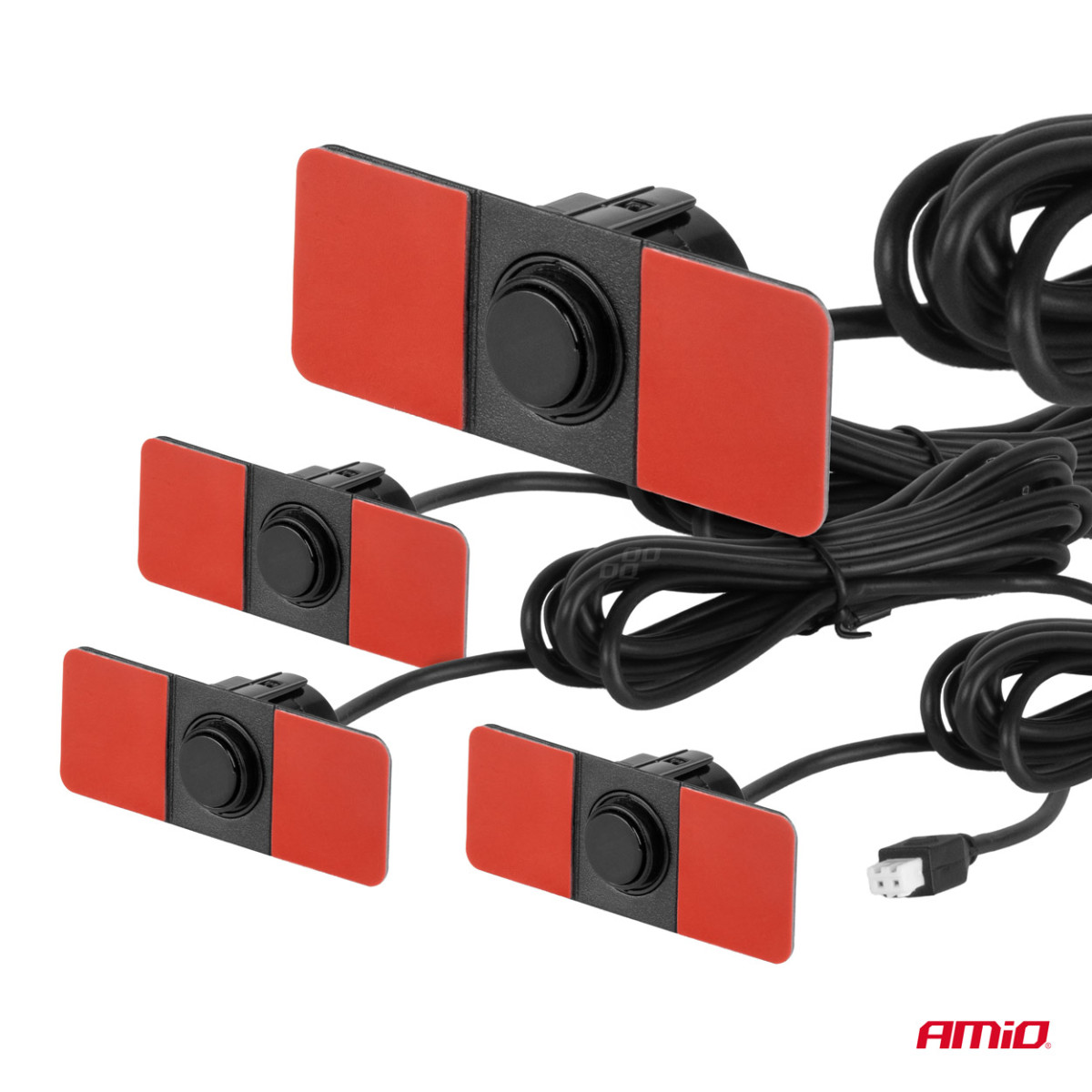 Parkimisabisüsteem LED, 4 musta andurit, sisemine paigaldus 16,5 mm AMIO-02255