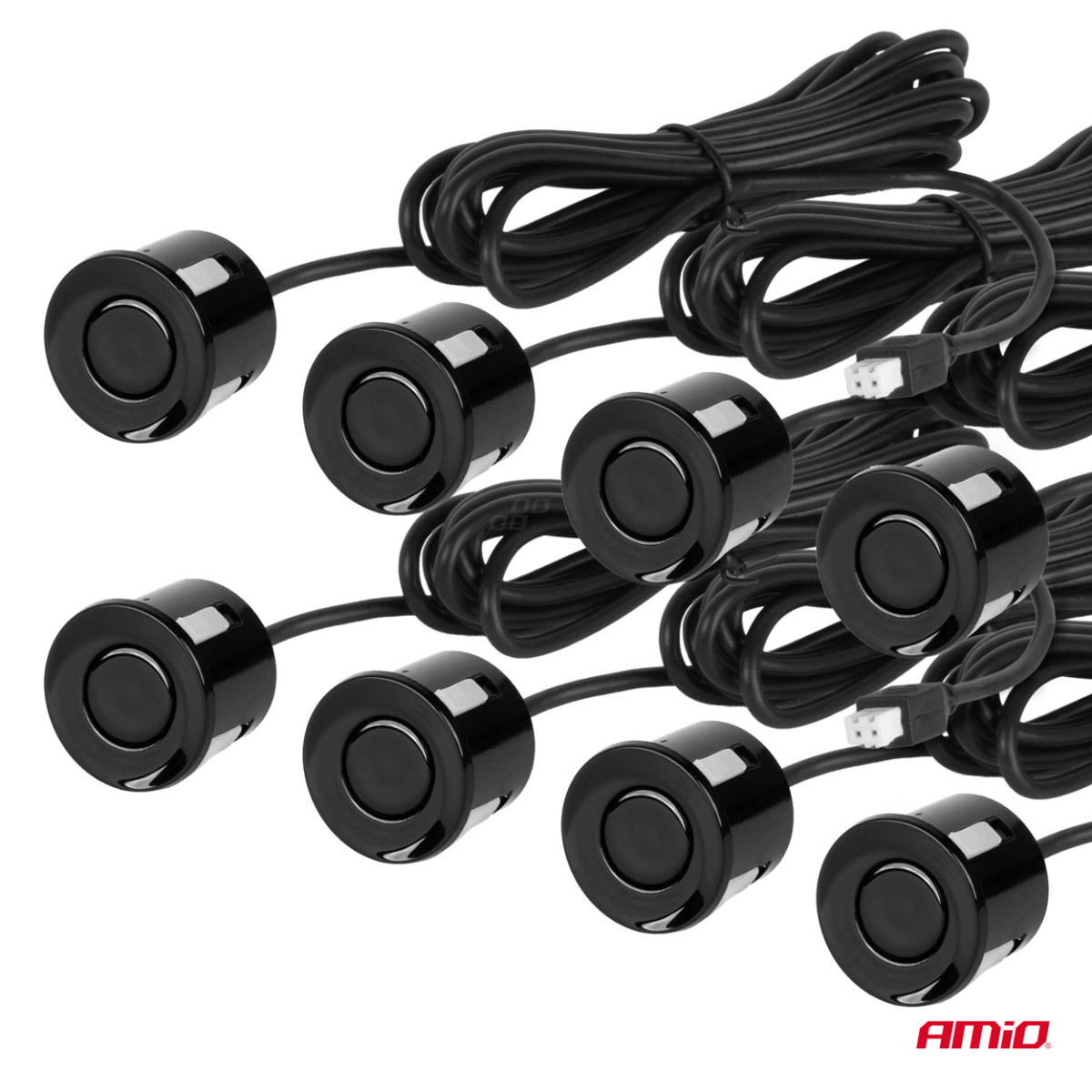 Parkimisabisüsteem LED, 8 musta andurit 22 cm AMIO-01560