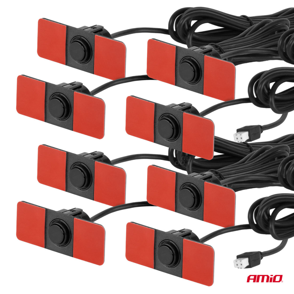 Parkimisabisüsteem LED, 8 musta andurit, sisemine paigaldus 16,5 mm AMIO-02256