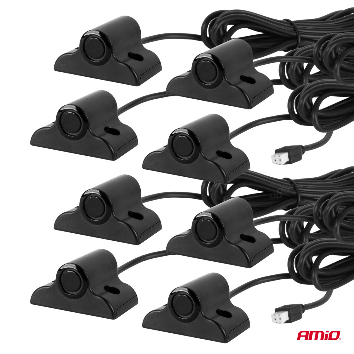 Parkimisabi süsteem LED-GRAF 3D, 8 musta andurit 19 mm, veoautodele AMIO-03195