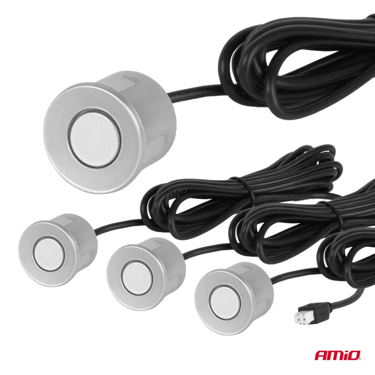 Parkimisabi süsteem LED-GRAF, 4 hõbedast andurit 22 mm AMIO-01561