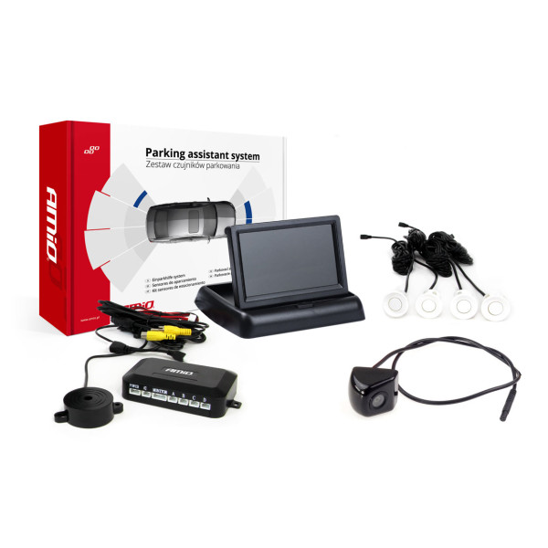 Parkimisabisüsteem TFT02 4.3" HD-310 LED-kaameraga, 4 valget andurit