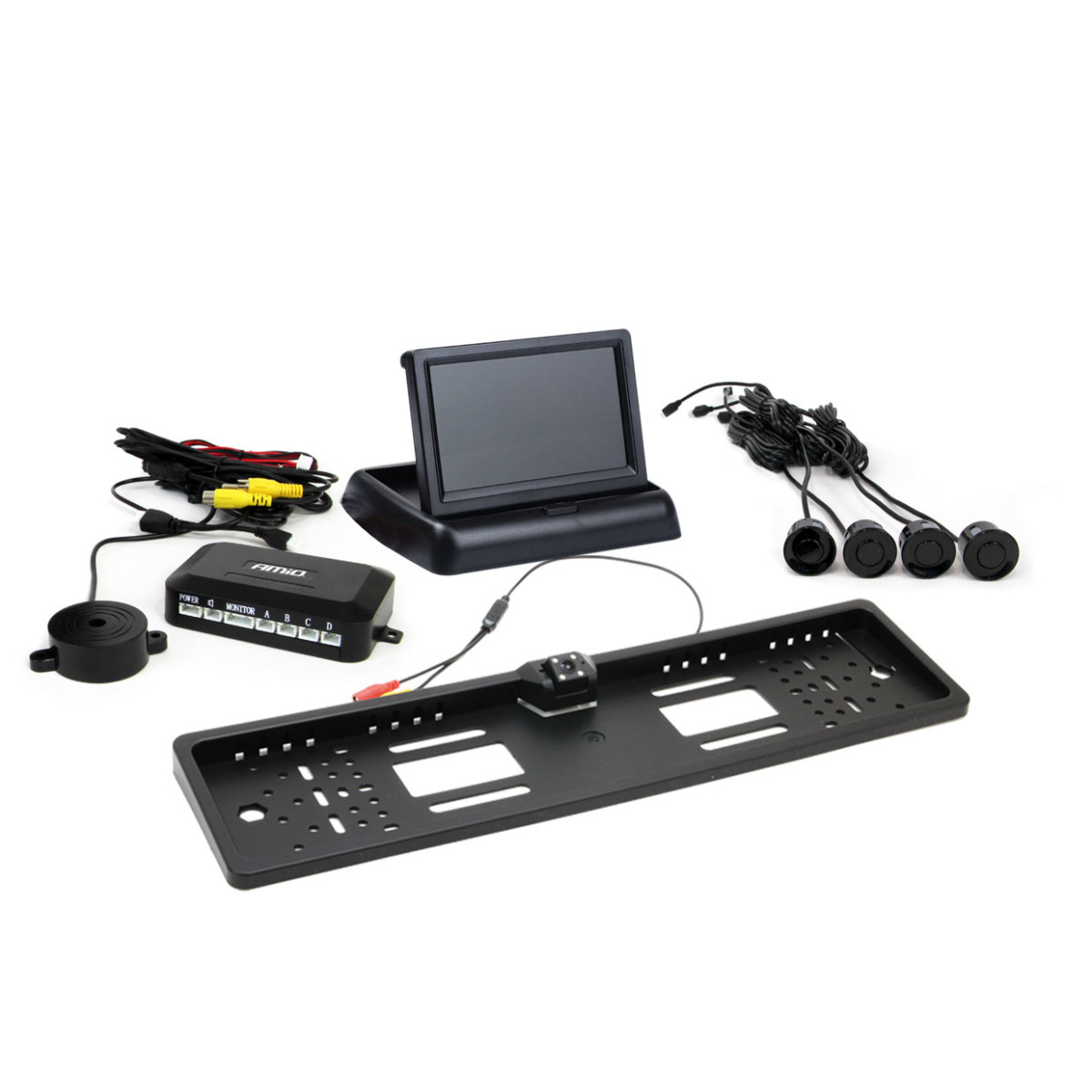 Parkimisabisüsteem TFT02 4.3" HD-402-LED kaameraga, 4 musta anduriga