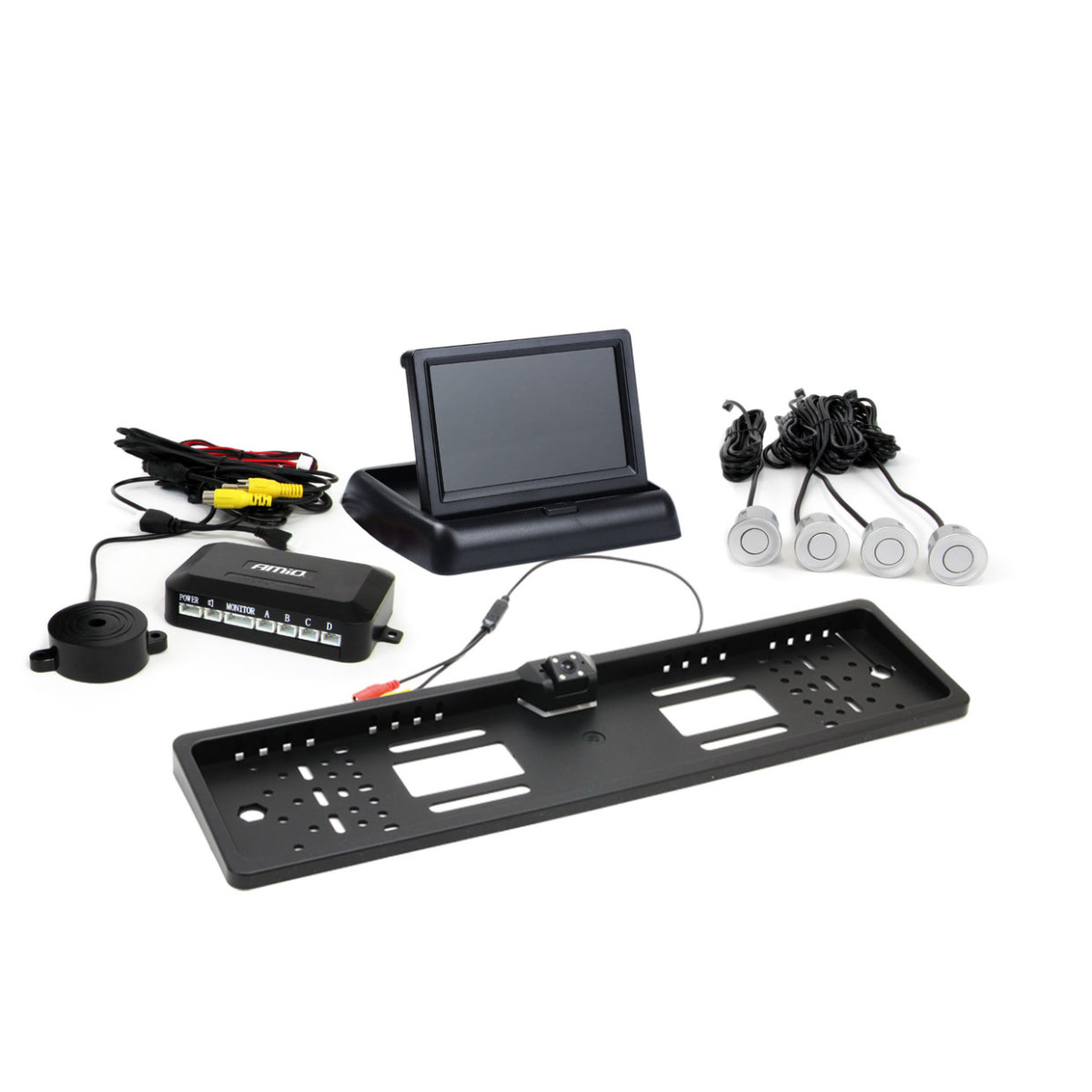 Parkimisabisüsteem TFT02 4.3" HD-402-LED kaameraga, 4 hõbedast andurit