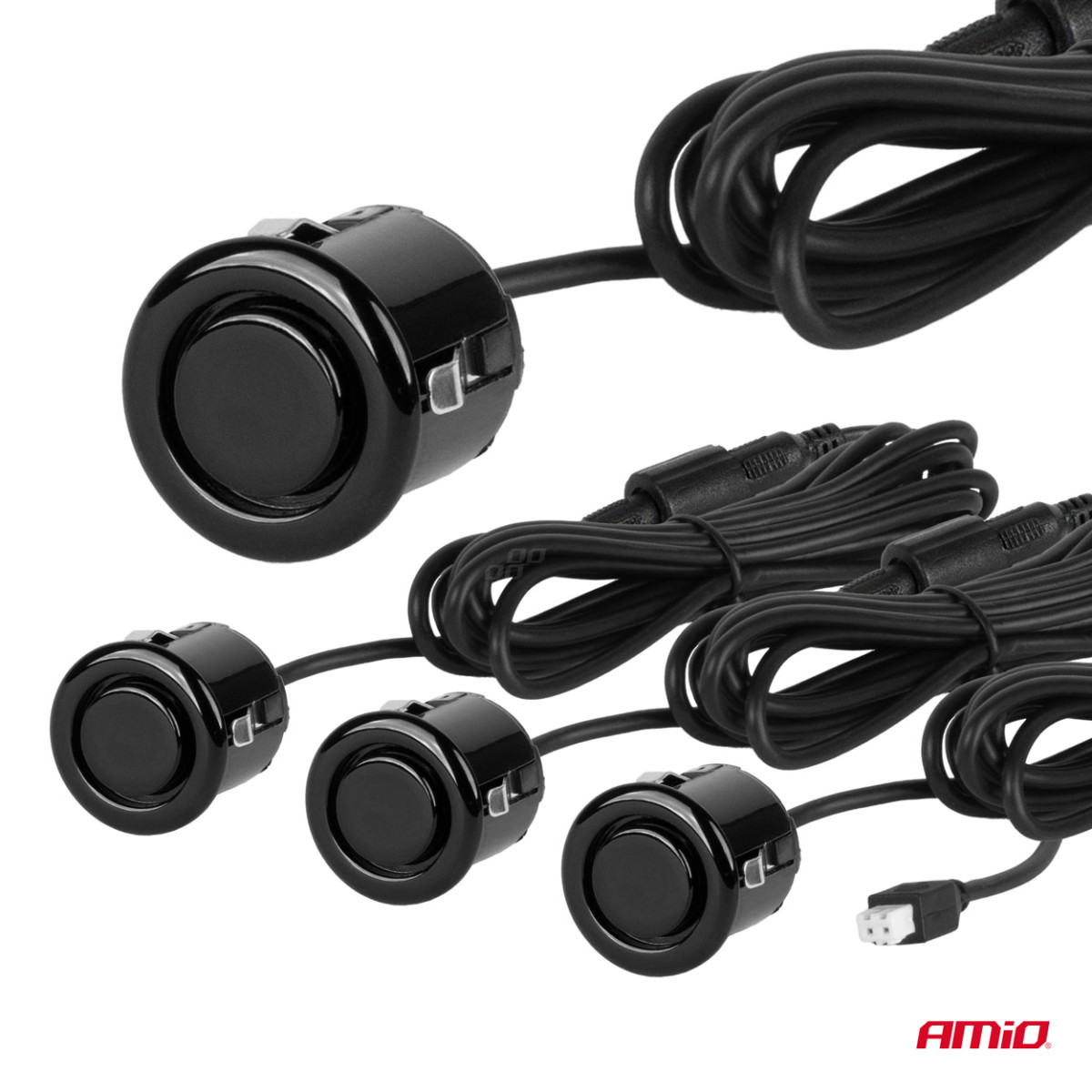 Parkimisabi süsteem helisignaaliga, 4 musta andurit GOLD 18 mm AMIO-01576