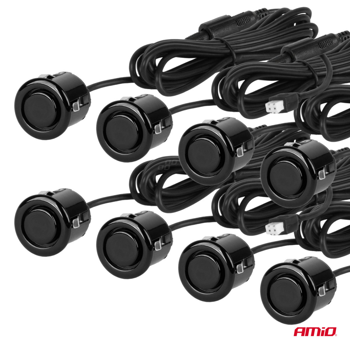 Parkimisabi süsteem helisignaaliga, 8 musta andurit GOLD 18mm AMIO-01604