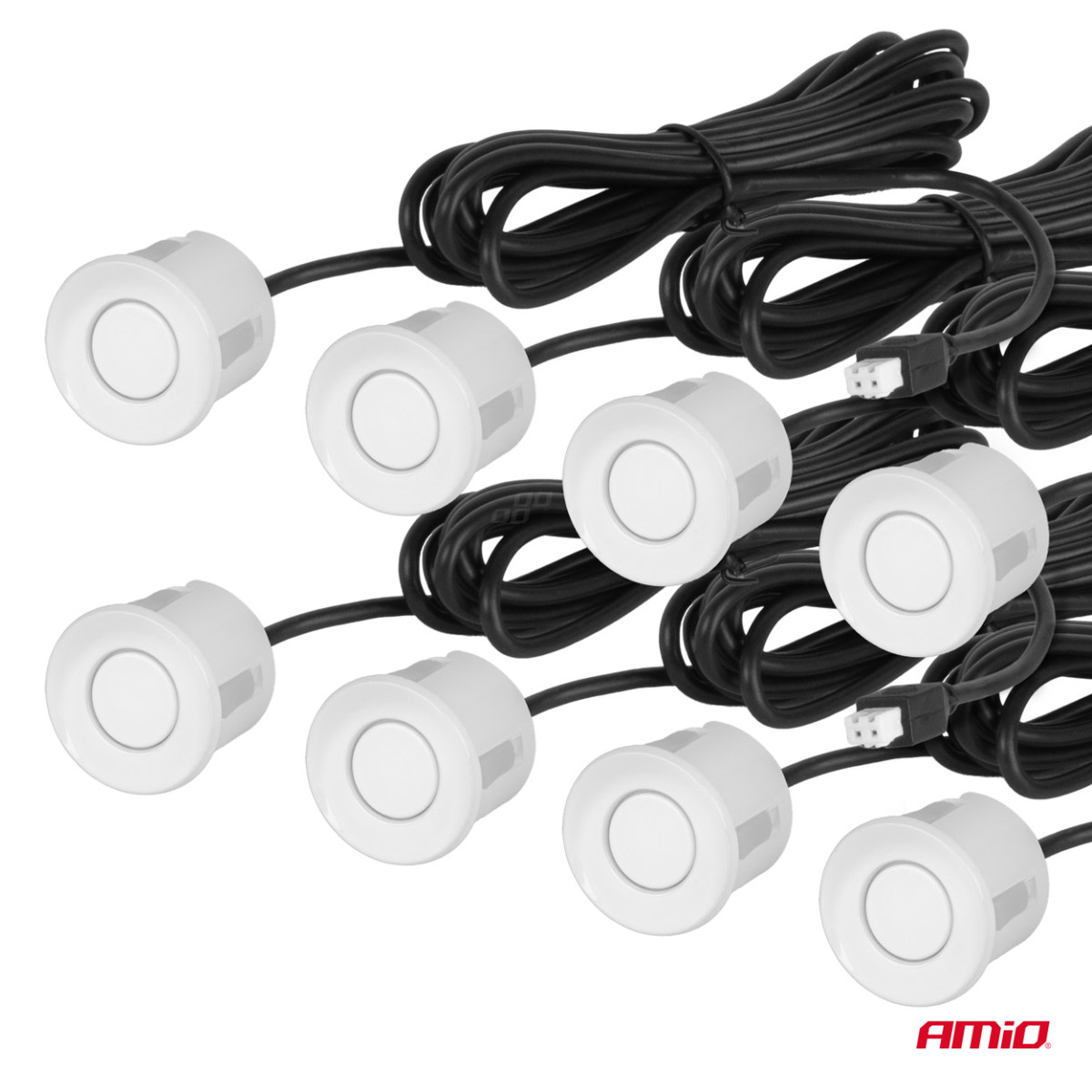 Parkimisabi süsteem helisignaaliga, 8 valget andurit 22 mm AMIO-01599
