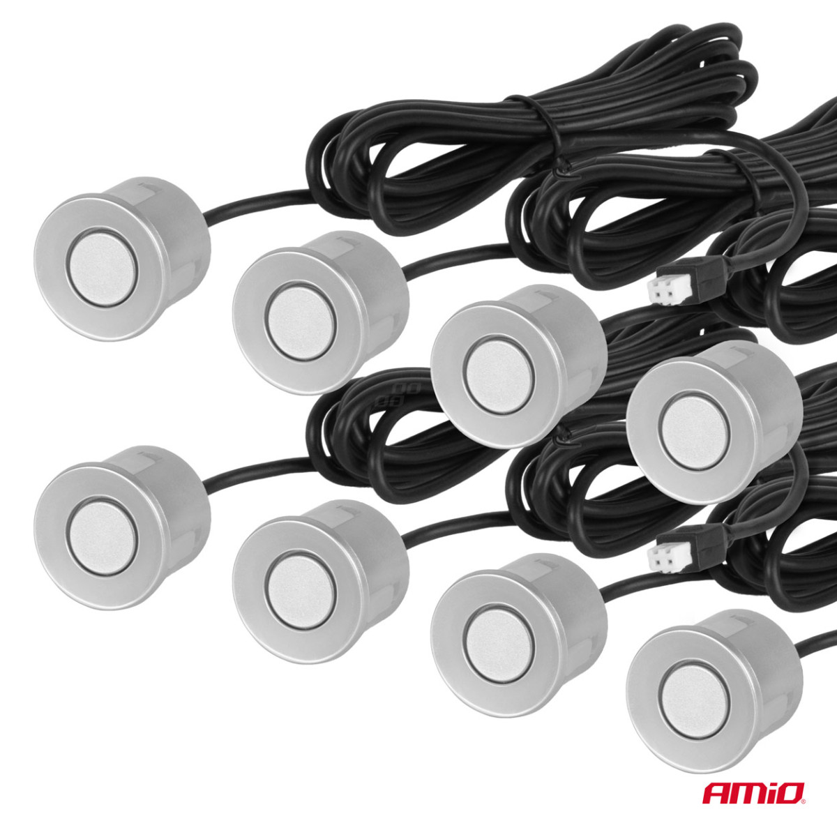 Parkimisabisüsteem LED, 8 hõbedast andurit 22 mm AMIO-01598