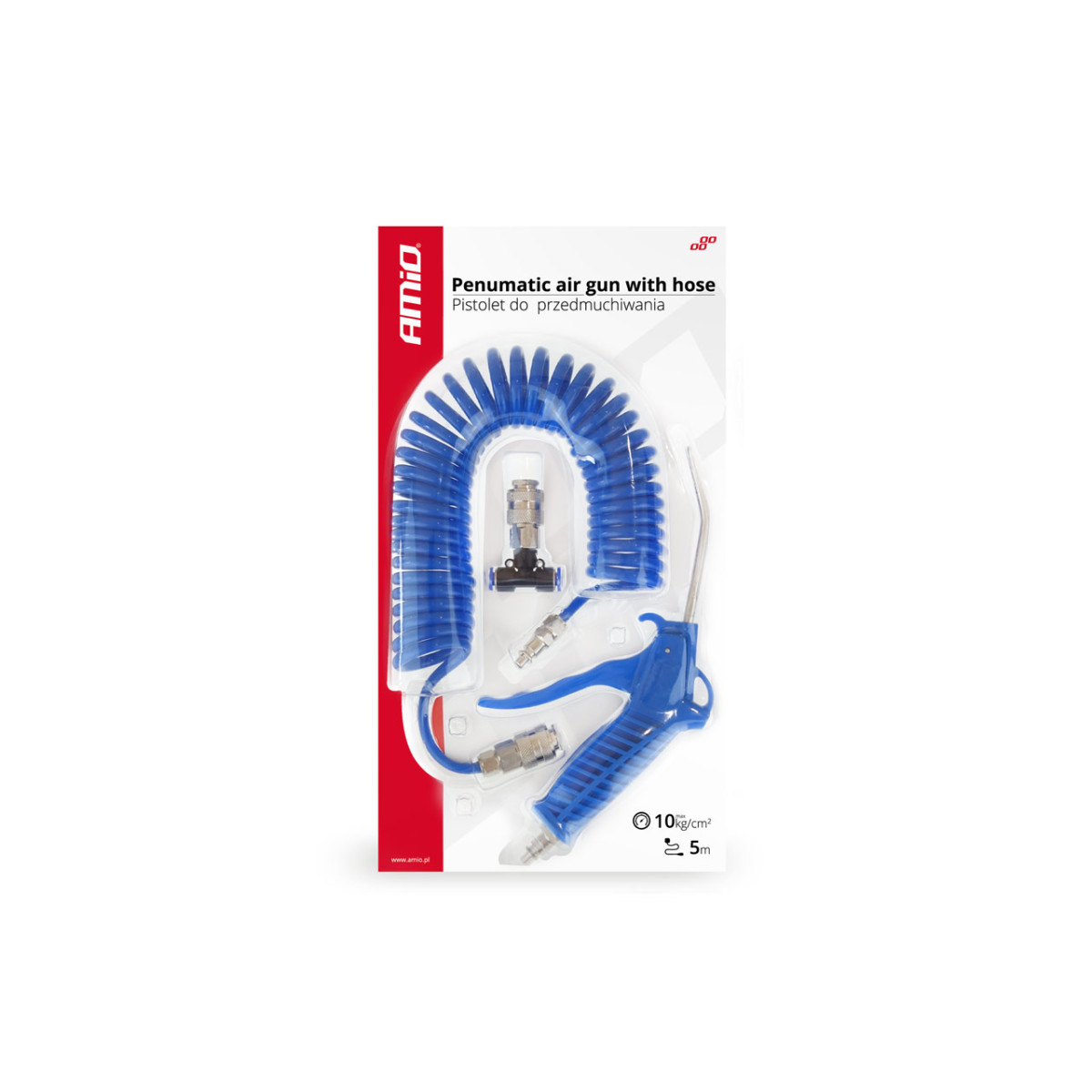 Pneumaatiline puhurpüstol vooliku ja T-ühendustega 10 ATM AMIO-02158