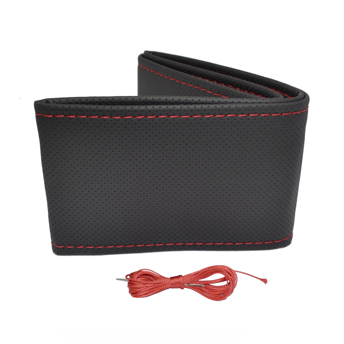 Perforeeritud roolikate nõela ja niidiga 38-39 cm - mustad/punased õmblused