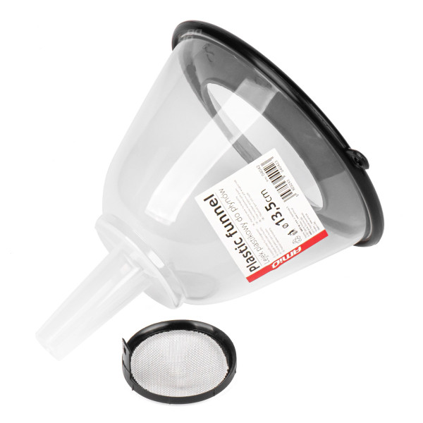 Plastmassist lehter kaane ja filtriga 13,5 cm, AMIO-04042