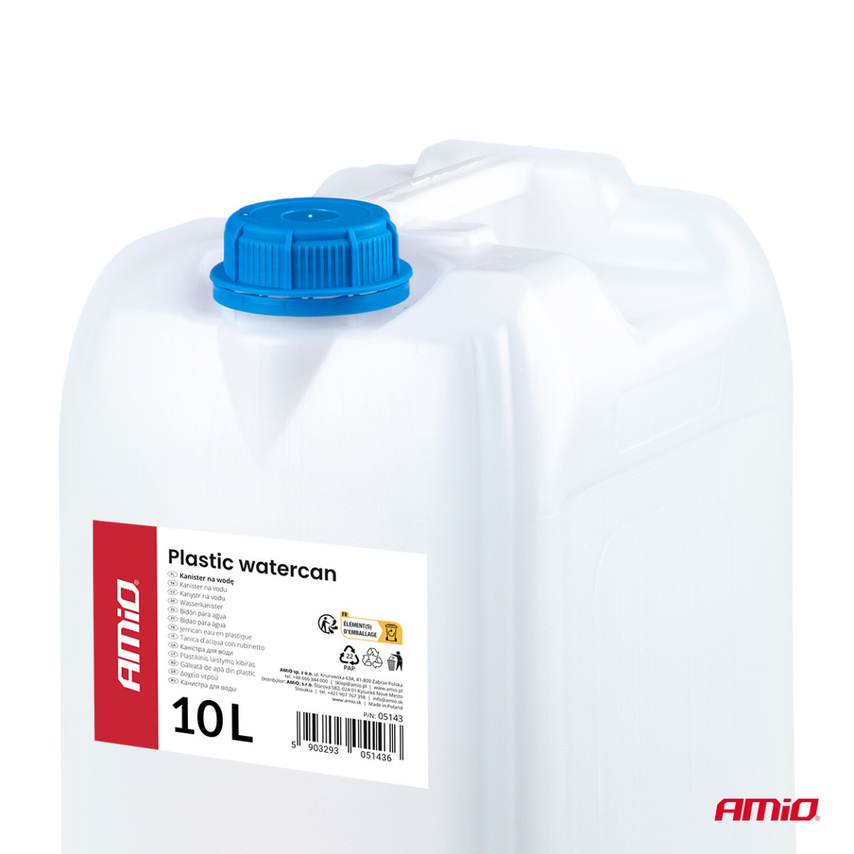 Plastikust veepaak kraaniga, 10 l, AMIO-05143