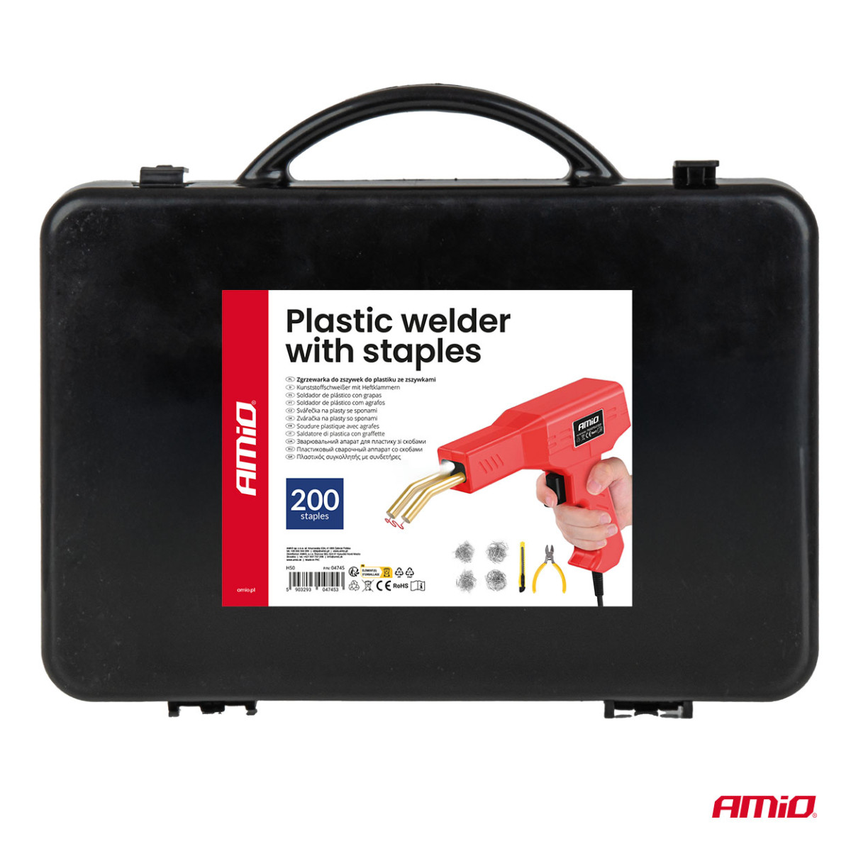 Plastikust keevituskomplekt klambritega, 200 tk. AMIO-04745