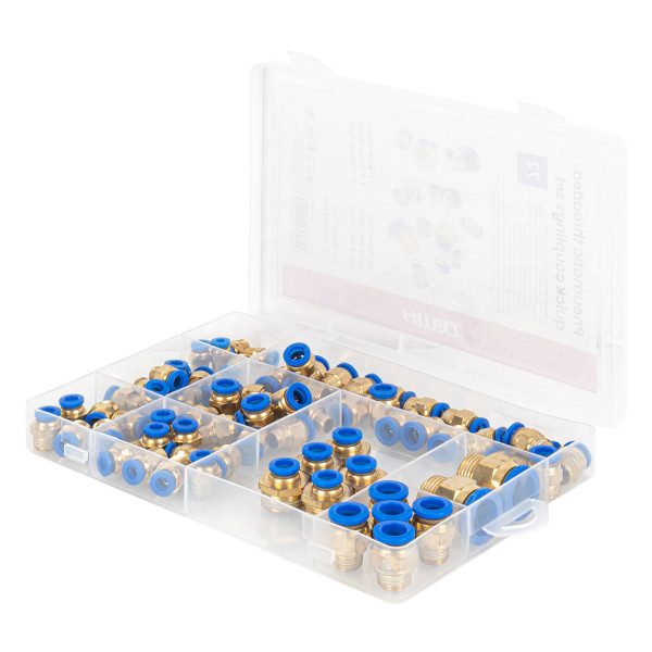 Pneumaatilised keermestatud kiirühenduste komplekt, 4-16 mm, 72 tk, AMIO-04922 Pneumaatilised keermestatud kiirühenduste komplekt, 4-16 mm, 72 tk, AMIO-04922