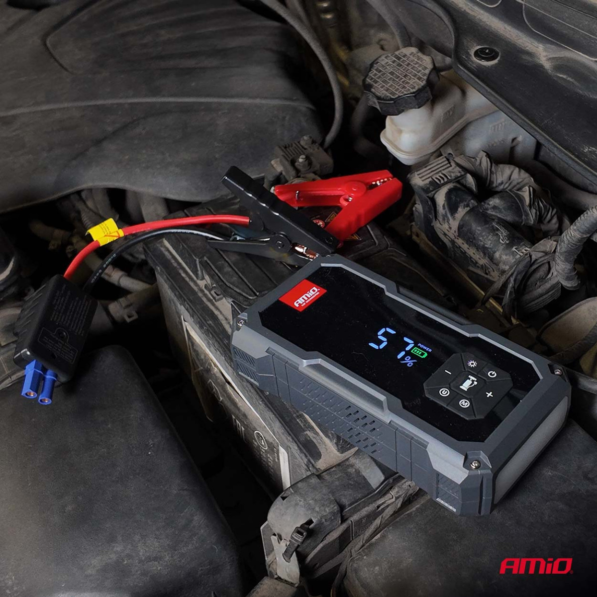 4-in-1 auto käivitusabi/LED/kompressor/akupank 12V 7.2Ah 600A PRO AMIO-04674