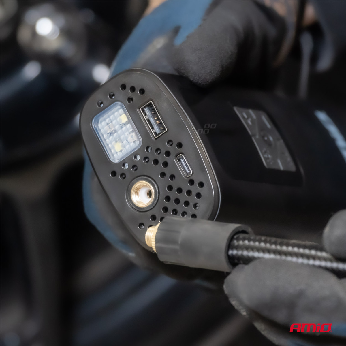 Juhtmevaba autokompressor 40 W LED-tule, akupanga ja USB-C-ga, AMIO-04377