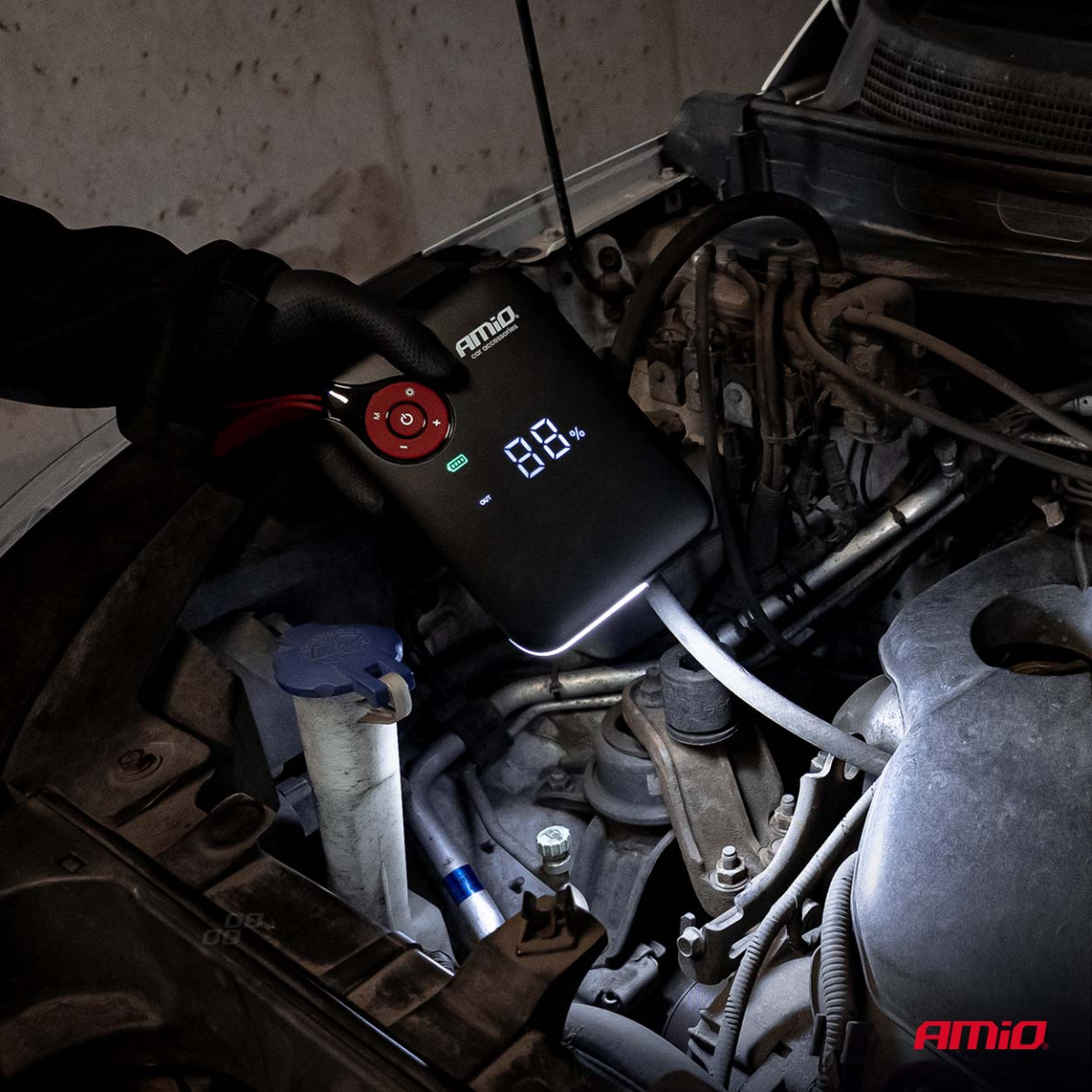 Mini 4-in-1 auto käivitusabi/LED/kompressor/akupank 12V 7.2Ah 600A PRO AMIO-04675