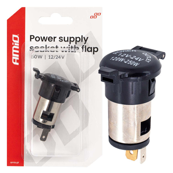 Lisapistikupesa kattega 250W 12V/24V, AMIO-04434