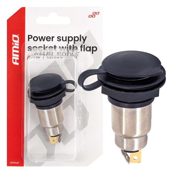 Lisapistikupesa kattega, 250W, 12/24V AMIO-04462