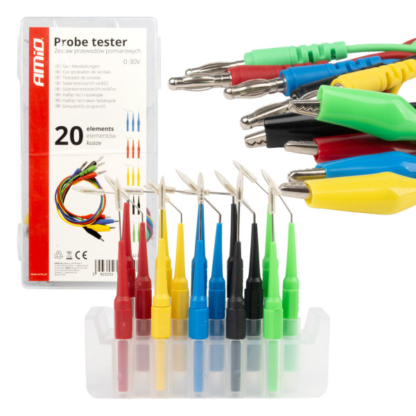 Autotööstuse testjuhtmete komplekt 20 tk. AMIO-04274