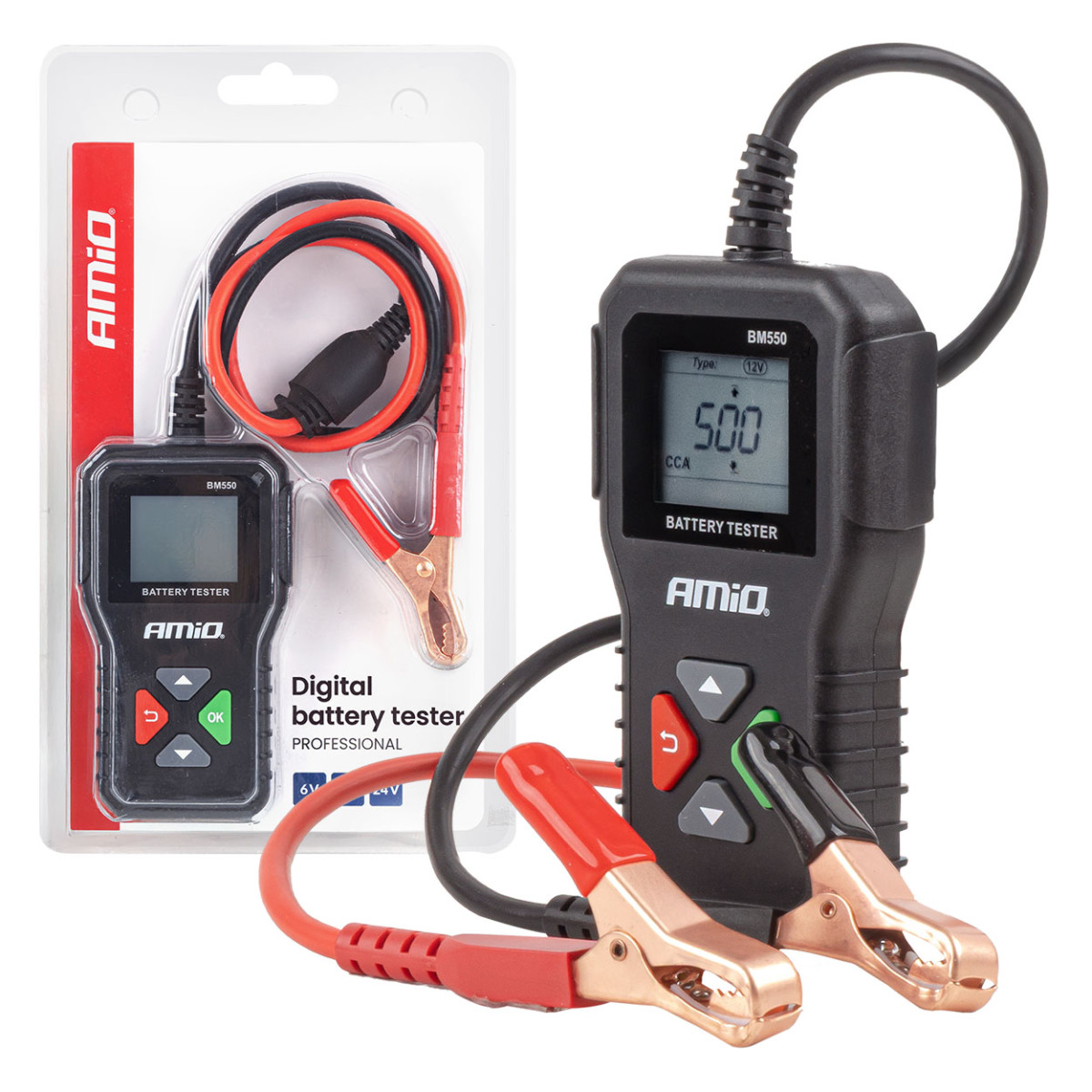 Professionaalne digitaalne aku tester, 2-220 Ah, 6 V / 12 V / 24 V, AMIO-04920