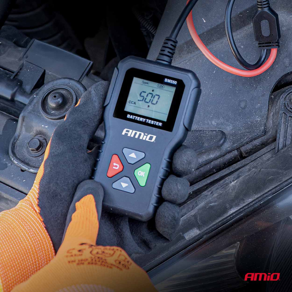 Professionaalne digitaalne aku tester, 2-220 Ah, 6 V / 12 V / 24 V, AMIO-04920
