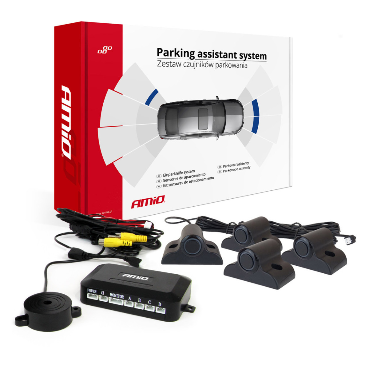Parkimisandurite komplekt kaamera ja LCD-ekraaniga, veoautodele 19 mm, must AMIO-04073