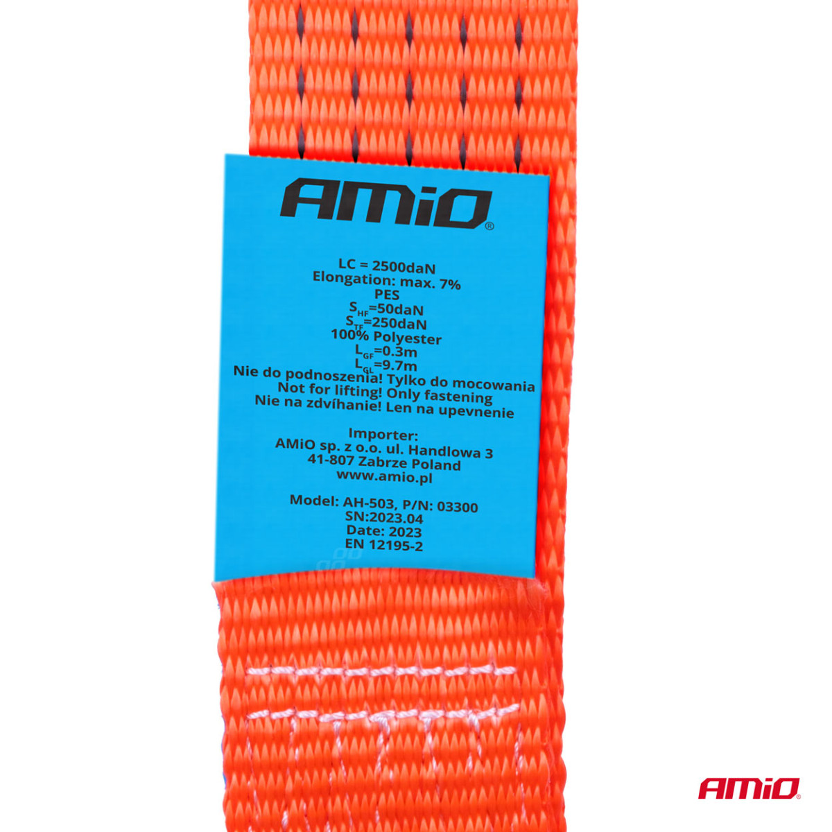 Kaubakinnitusrihm pingutiga 5000 kg, 10 m x 50 mm, AMIO-03300
