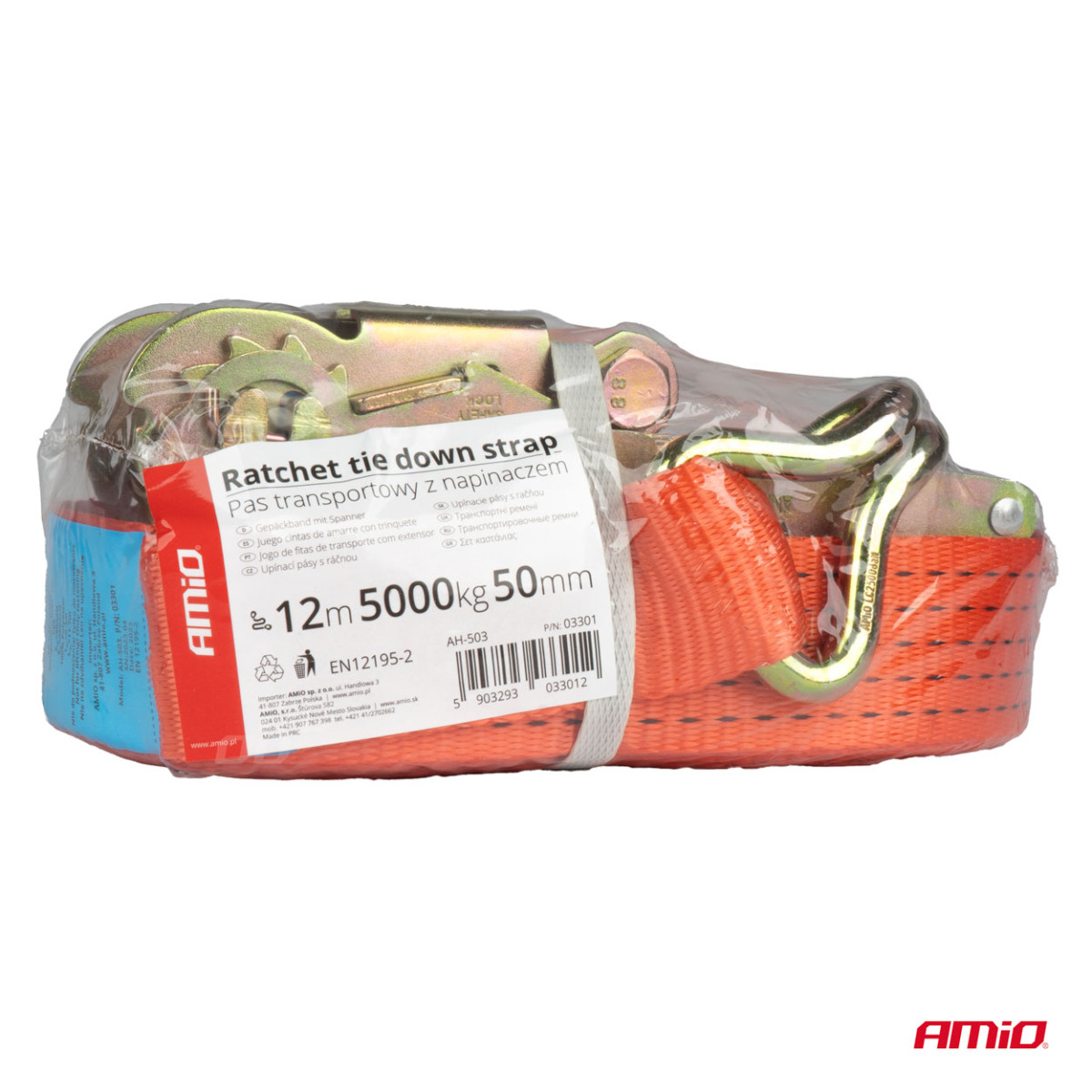 Kaubakinnitusrihm pingutiga 5000 kg, 12 m x 50 mm, AMIO-03301