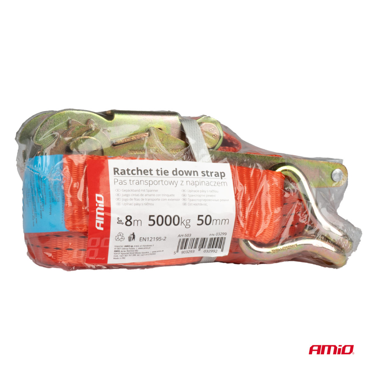 Kaubakinnitusrihm pingutiga 5000 kg, 8 m x 50 mm, AMIO-03299