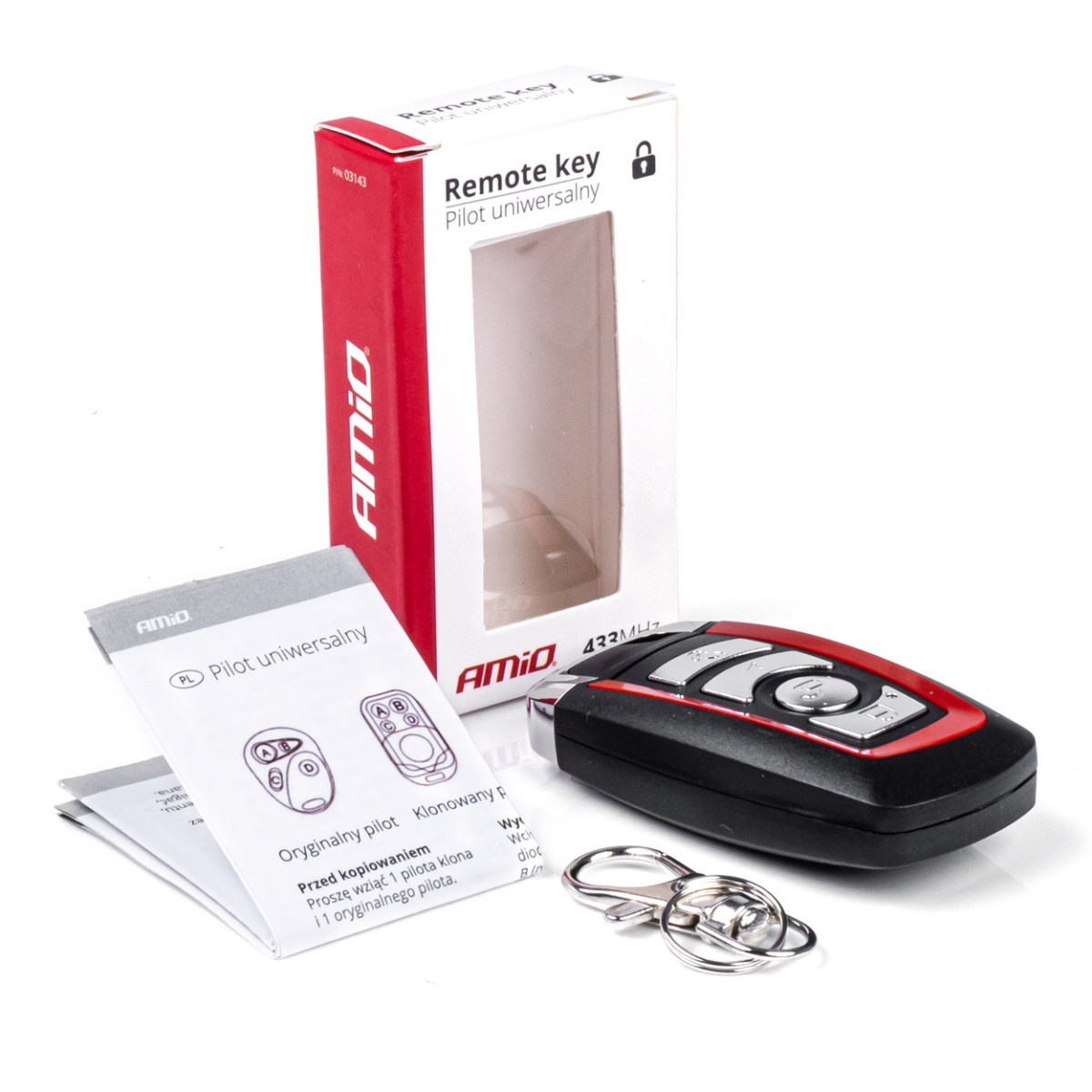 Universaalne auto kaugjuhtimispult (võtmega) 4 nupuga AMIO-03143