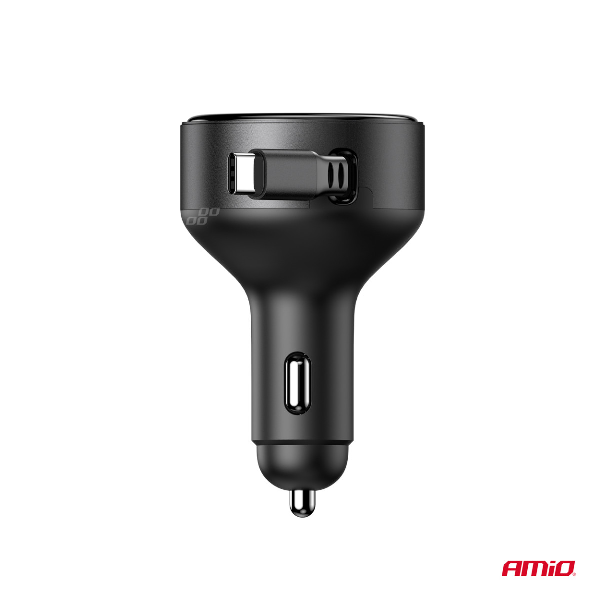 Autolaadija sissetõmmatava C-kaabli ja USB-C 12/24V 60W AMIO-04368