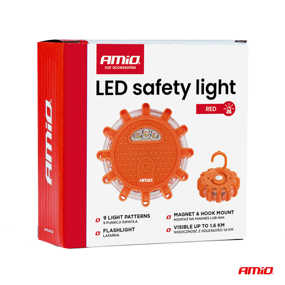 Kaasaskantav LED-hoiatuslamp prožektorfunktsiooniga 3xAAA IP65 12SMD + 3SMD