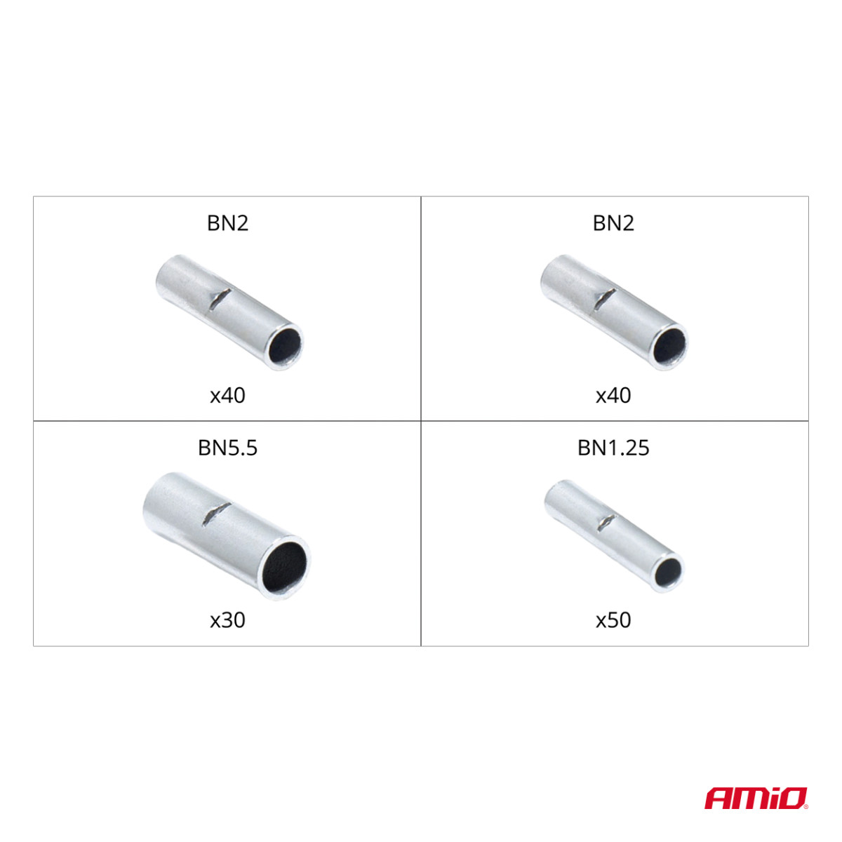 Juhtmeühenduste komplekt BN1.25, BN2, BN5.5, 160 tk. AMIO-04123