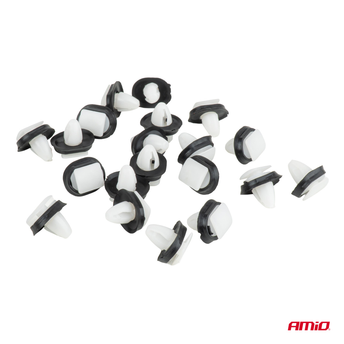 Küljeliistude klambrite komplekt kummitihendiga Ø 8 mm, 17 mm, 20 tk, AMIO-05046
