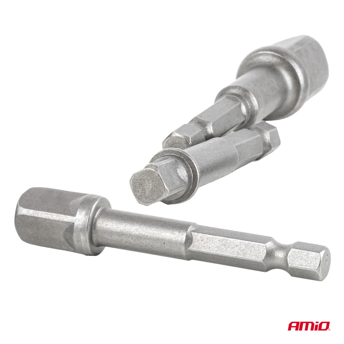 Kruvikeeraja padrunvõtmete adapterite komplekt, 1/4" HEX, 1/4" / 3/8" / 1/2", 3 tk, AMIO-04933