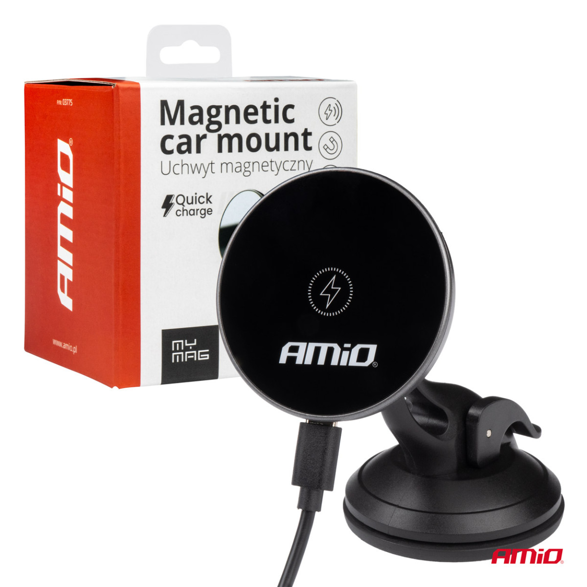 Telefonihoidja iminapaga ja juhtmevaba laadijaga 15W My Mag AMIO-03775