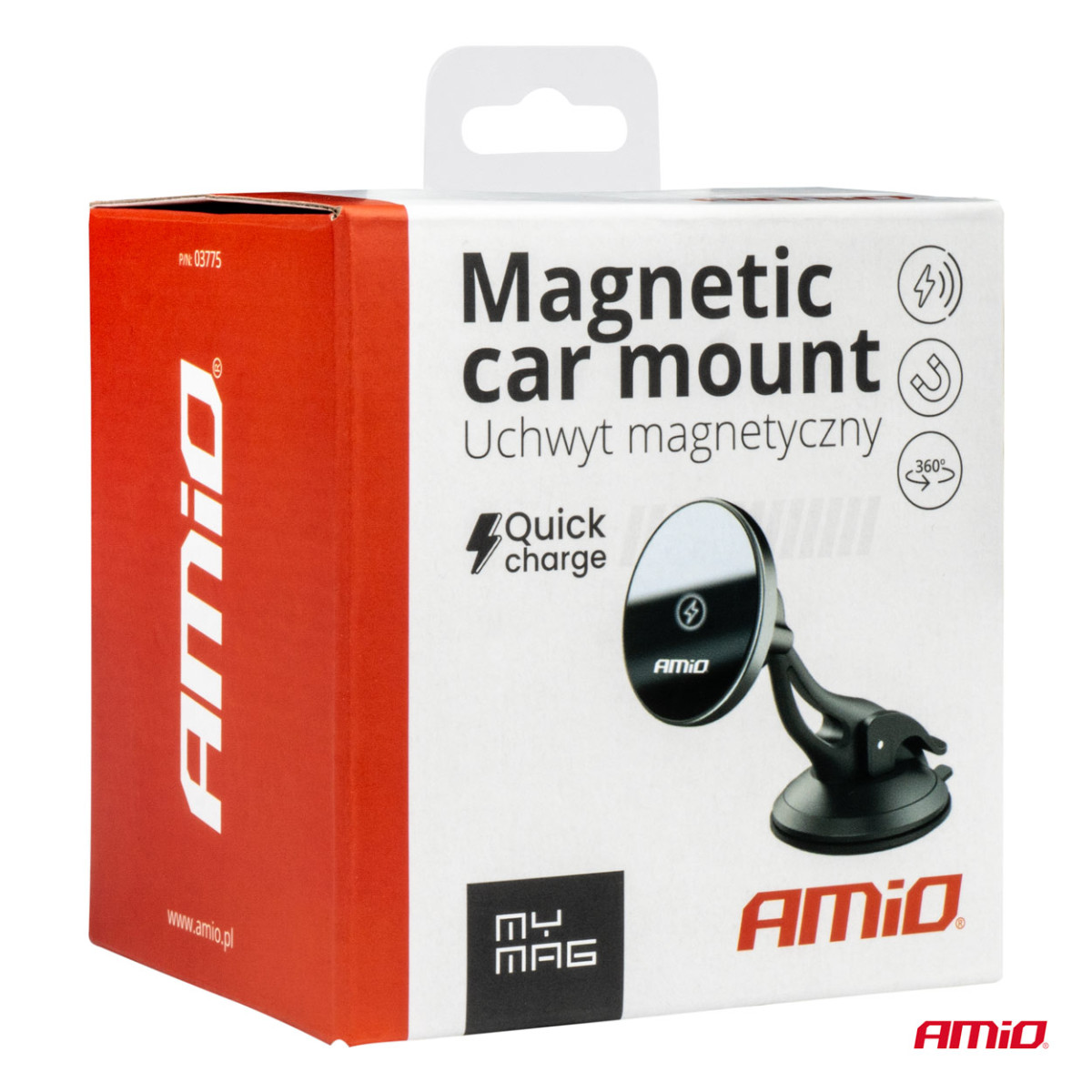 Telefonihoidja iminapaga ja juhtmevaba laadijaga 15W My Mag AMIO-03775