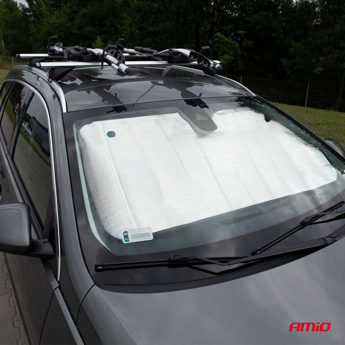 Esiklaasi kaitse 145x70 cm, hõbedane, PE mull AMIO-01532