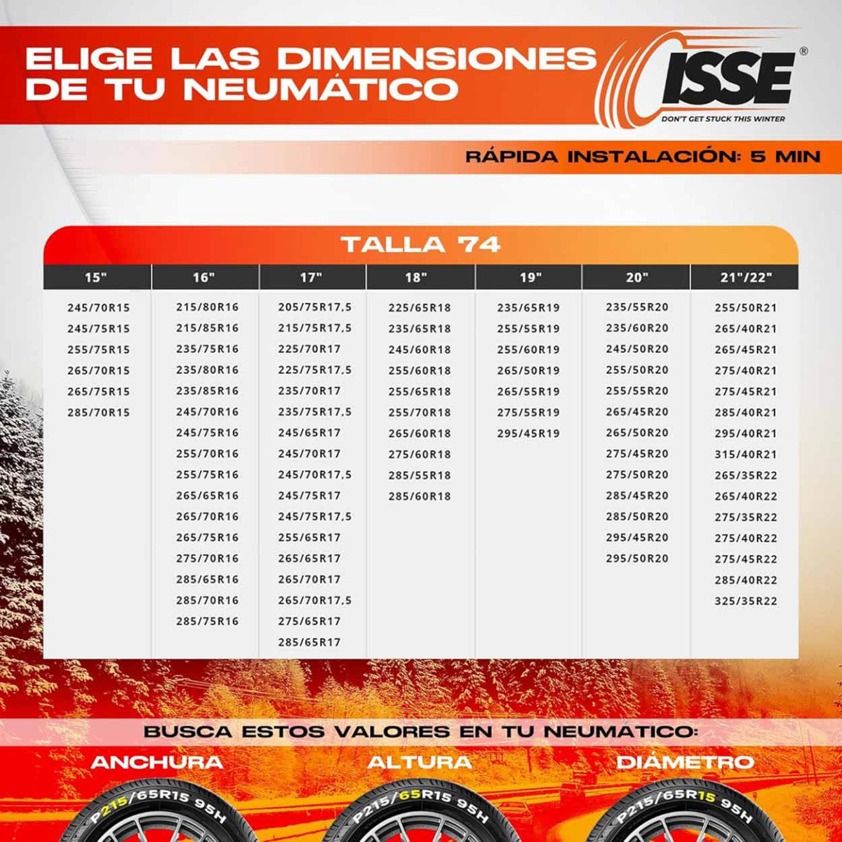 Tekstiilist lumeketid Super 74, 2 tk.