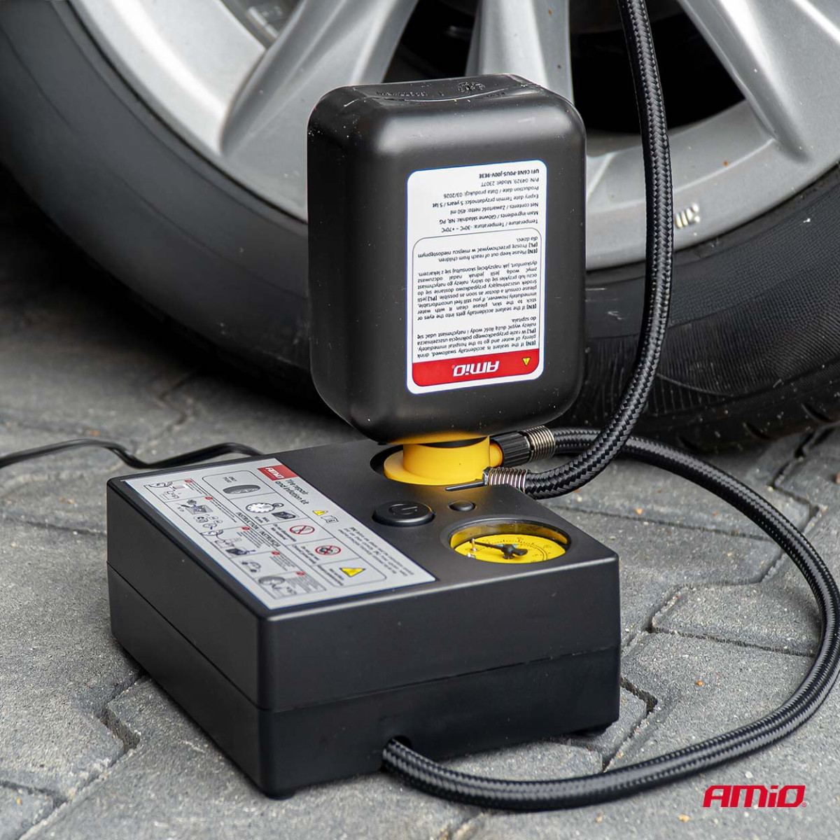 Rehviparanduskomplekt kompressoriga, 12 V, 19 mm, AMIO-04929