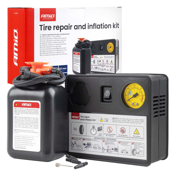 Rehviparanduskomplekt kompressoriga, 12 V, 31 mm, AMIO-04930