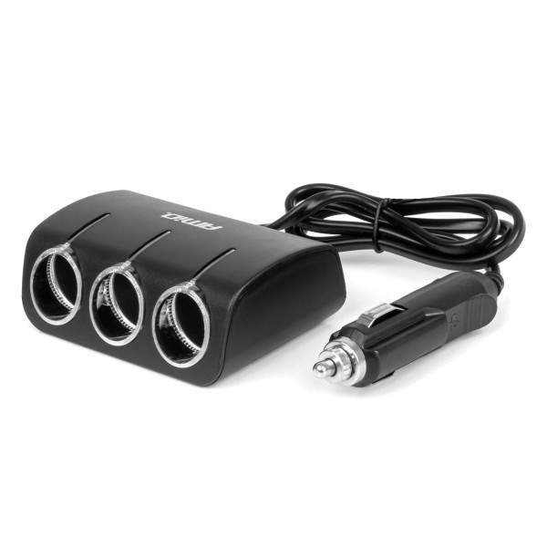 Kolme pesaga sigaretisüütaja pikendusjuhe 12/24V 120W 80 cm AMIO-04359