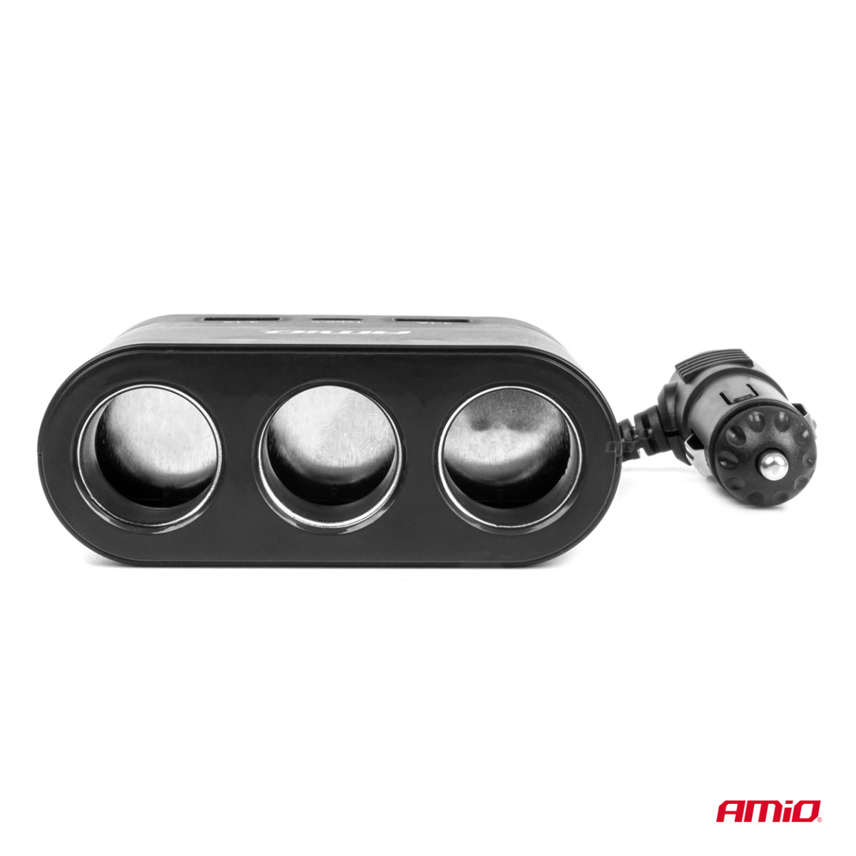 Kolme pesaga pikendusjuhe laadijaga 2x USB-A + 1x USB-C 12/24V 120W 70 cm AMIO-04361