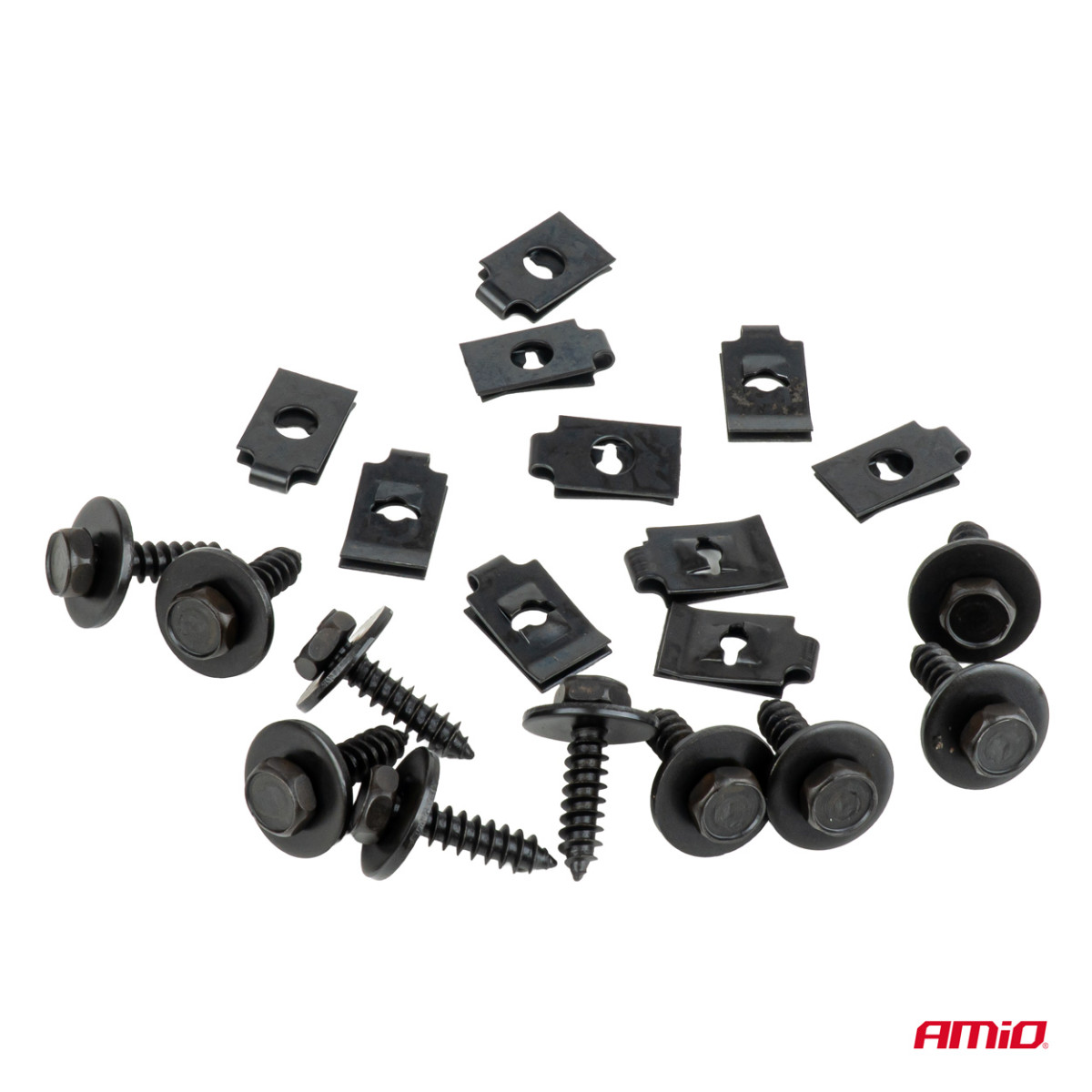 Universaalne kruvide ja kinnitusklambrite komplekt 18 mm, Ø 5 mm, 10 komplekti, AMIO-05028