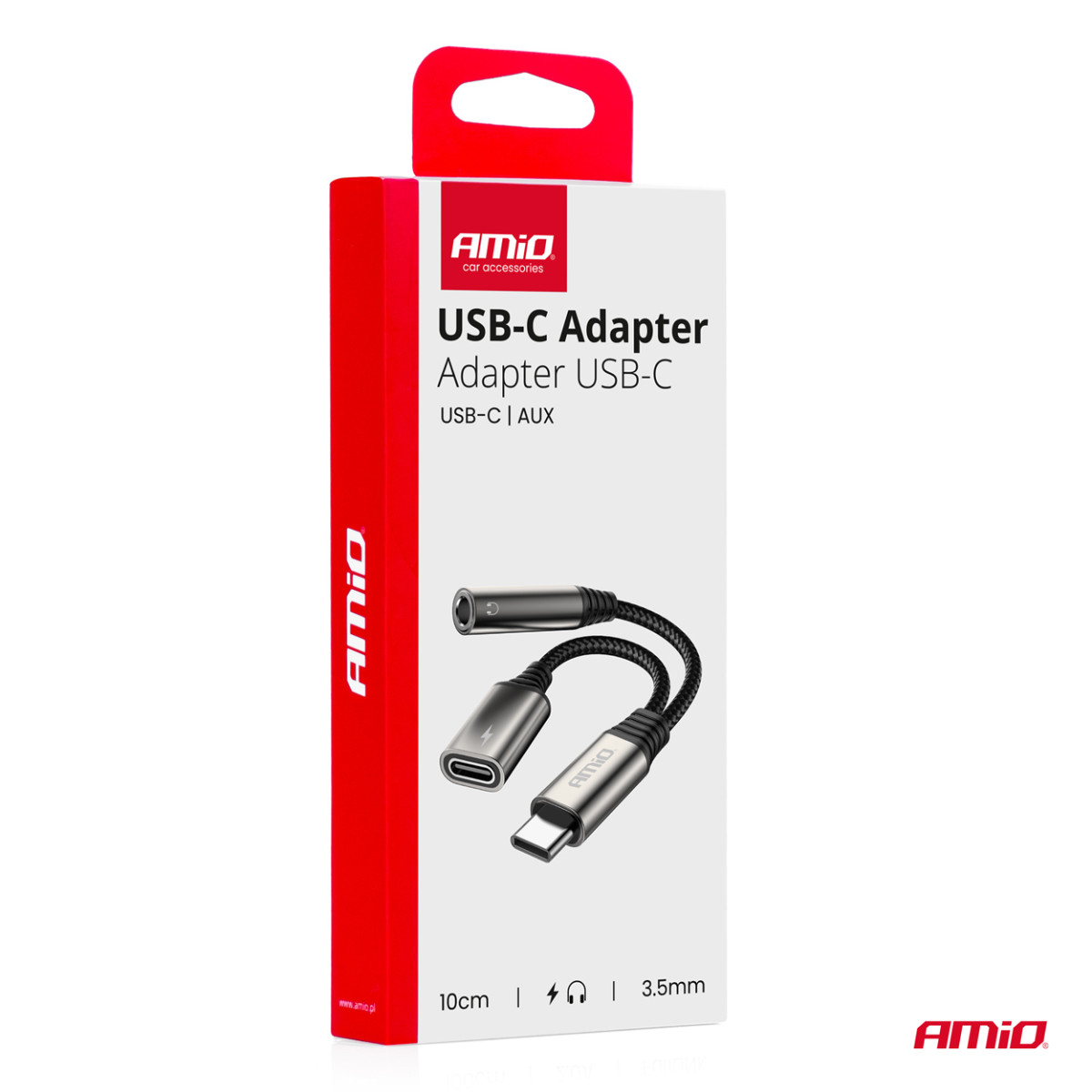 USB-C - USB-C + 3,5 mm minipesa (emane) adapter 10 cm AMIO-04295