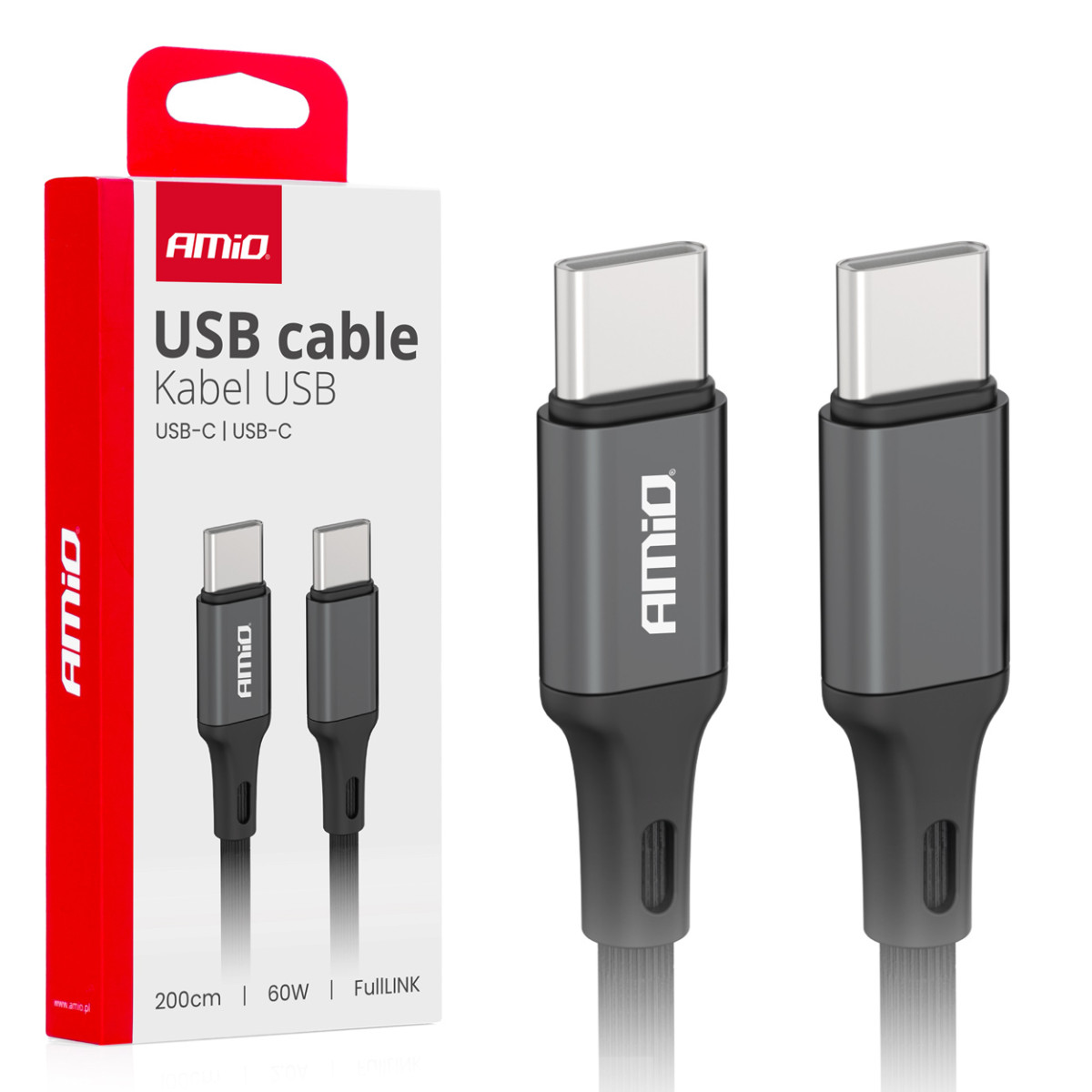 USB-C - USB-C kaabel 60W 200cm FullLINK AMIO-03903